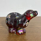 Fenton Red Iridescent Carnival Glass Hand Painted Polar Bear Figurine M. Lemon