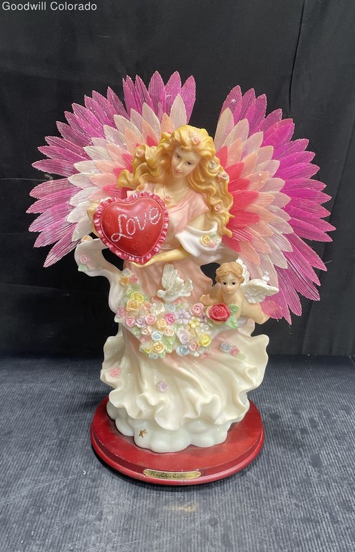 Vintage Rare Ray Chia Collection Pink Floral Angel Light-Up Figure
