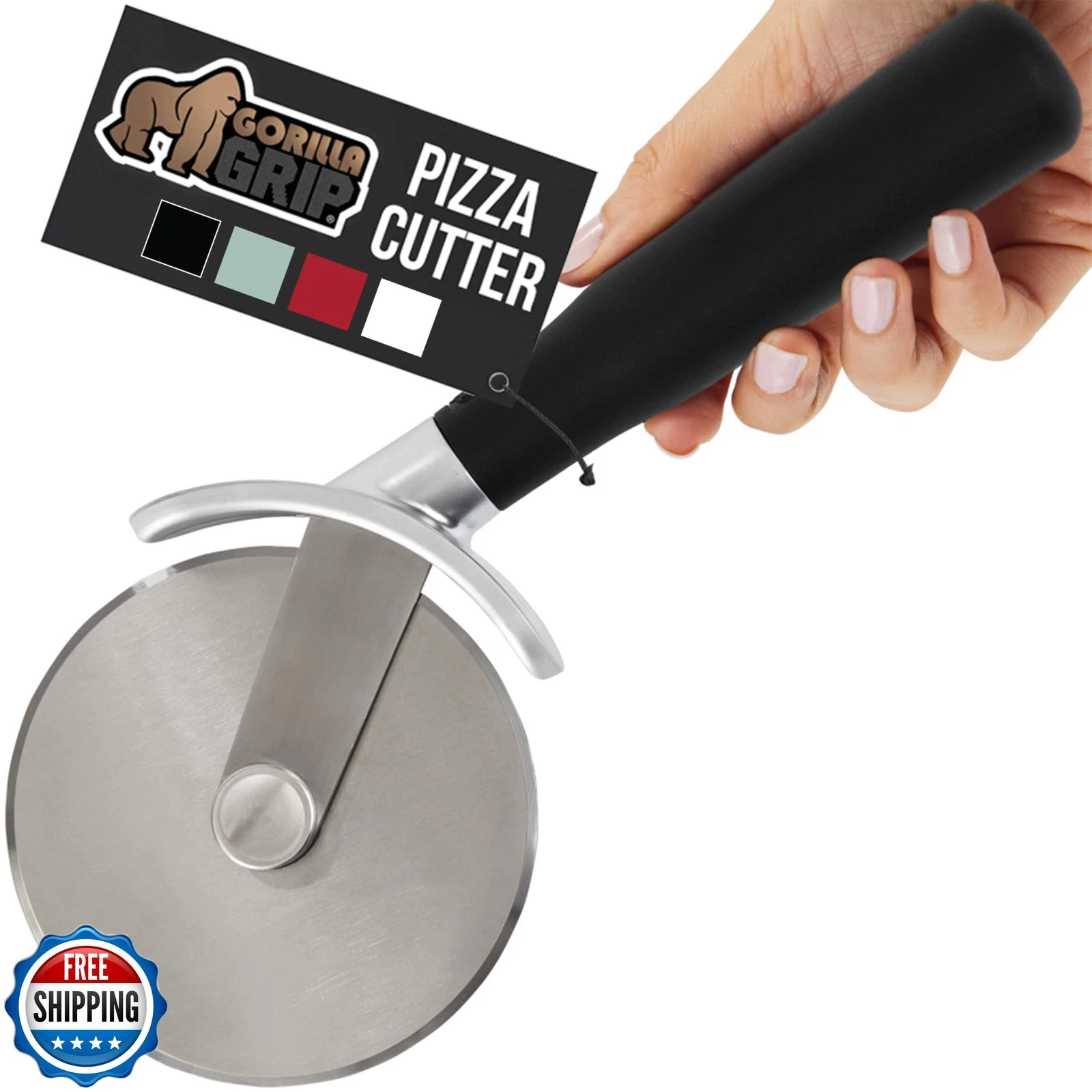 GORILLA GRIP BPA-Free Large Pizza Cutter Wheel, 9 Inch, Sharp Sta