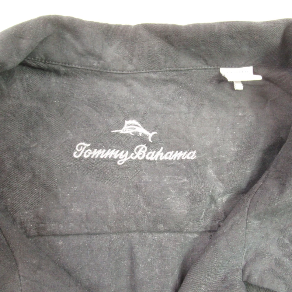 Camisa Tommy Bahama Para Hombres 3XL Seda Manga Corta Botón Delantero Ligera Negra Foto 3 de 4