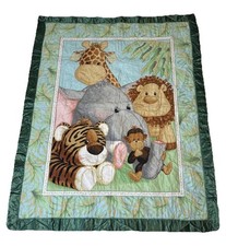 Baby Blanket Quilt Jungle Dreams Giraffe Tiger Elephant Monkey Lion Satin