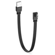 Right Angle USB A To Micro USB Data Cable Charging Cord Flat Left 1 FT