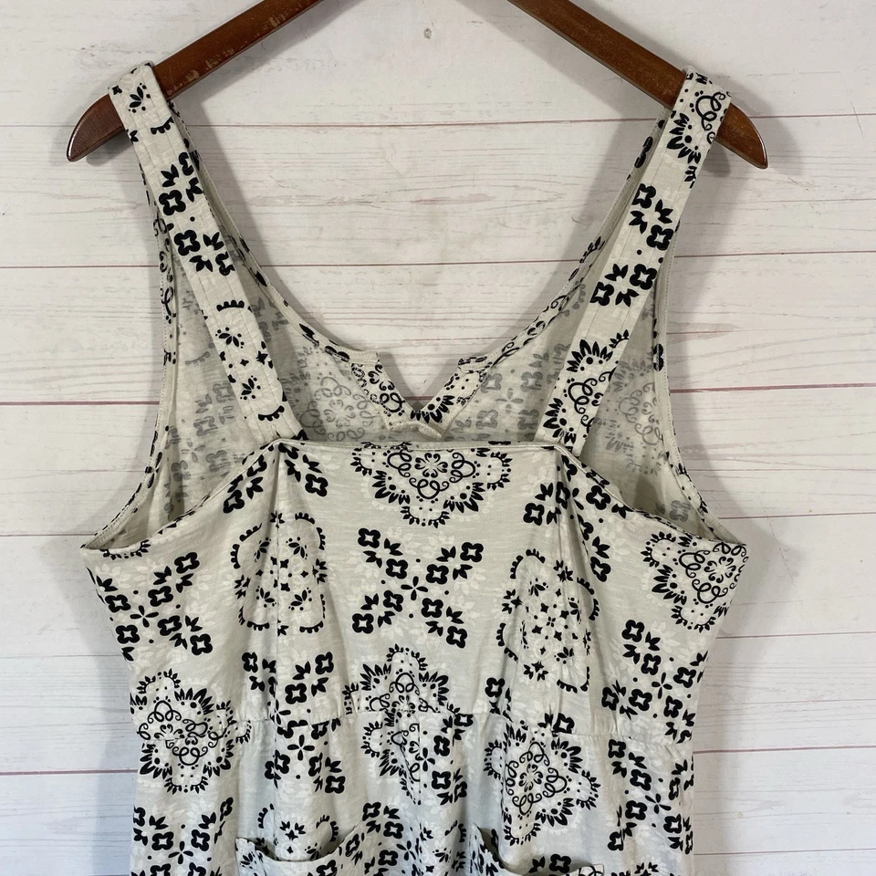 Known Supply 有机棉短连身裤 XL 米色/黑色印花口袋 — 第 3/4 张图片