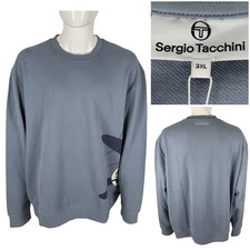 Sergio Tacchini Mens 3XL Sweatshirt Ciro Crewneck Color Blue Faded Denim NWT