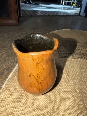 Handmade Fired Clay Glossy, Pine Pitch Vase