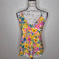 Anne Cole Multicolored Floral Tankini Swimsuit Top Size L CL