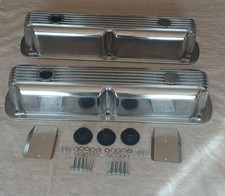 Chrysler Mopar Valve Covers Tall Aluminum Finned Polish Small Block V8 318