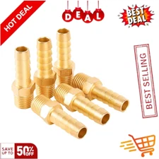 SUNGATOR 6-Pack Brass Hose Barb Fittings 3/8" Barb x 1/4" NPT Air Line Adapter