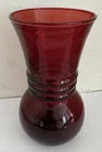 Vintage Anchor Hocking Royal Ruby Red Glass Vase Harding Pattern 1930s