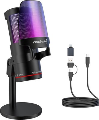 zealsound Gaming Mikrofon, USB PC Mikrofon Streaming Mikrofon für iPhone Laptop PS