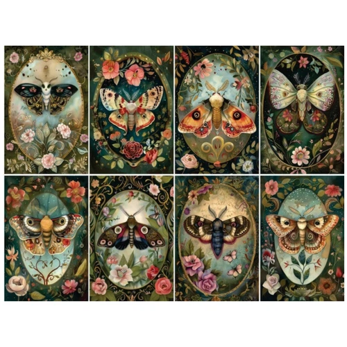 Victorian Moths #6 | A4 Mulberry Rice Paper | Paper for Decoupage
