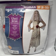 Ghost Bride Halloween Costume Woman Medium 8-10 Spooky Dress  Veil