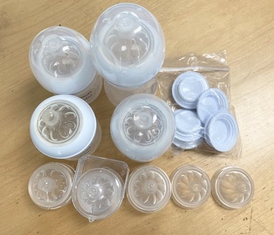 Philips Avent Baby Bottle Lot   4oz & 9oz Bottles, Lids, Dividers & Nipples