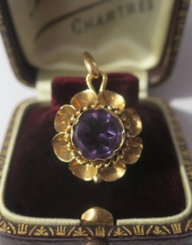 Bijou ancien pendentif pierre précieuse labradorite flashy 100% cuivre