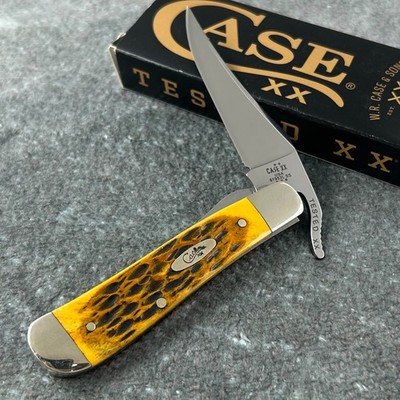 Case xx Knives RussLock Peach Seed Jig Amber Bone Handle Pocket