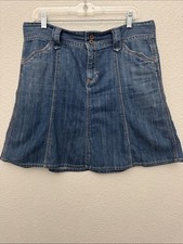 Vintage Y2K Gap Denim Flare Jean Skirt 2000s Medium Wash Cotton Size 10