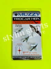 1 pk Muzzy Archery Trocar HBX CROSSBOW Mechanical 4 blade 100 Grain 3 Broadhead