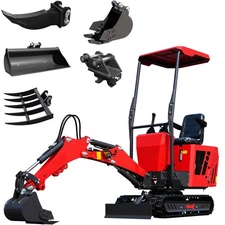 FREE SHIP 1Ton Mini excavator EPA Gas 13.5HP Attachment Combo Optional USA STOCK