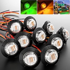 3/4" Round Trailer Marker LED Lights Amber to Green Amber-Green Clear Lens