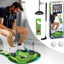 Novelty Place Toilet Golf Game Set - Practice Mini Golf in Any Restroom/Bathroom