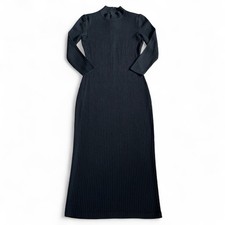 Vintage St. John Collection Womens Maxi Dress Sz P Black Santana Knit Ribbed EUC