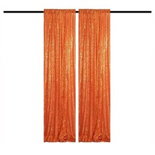 Orange Sequin Backdrop 2FTx8FT 2 Panel Glitter Fall Sequin Backdrop Sparkle P...