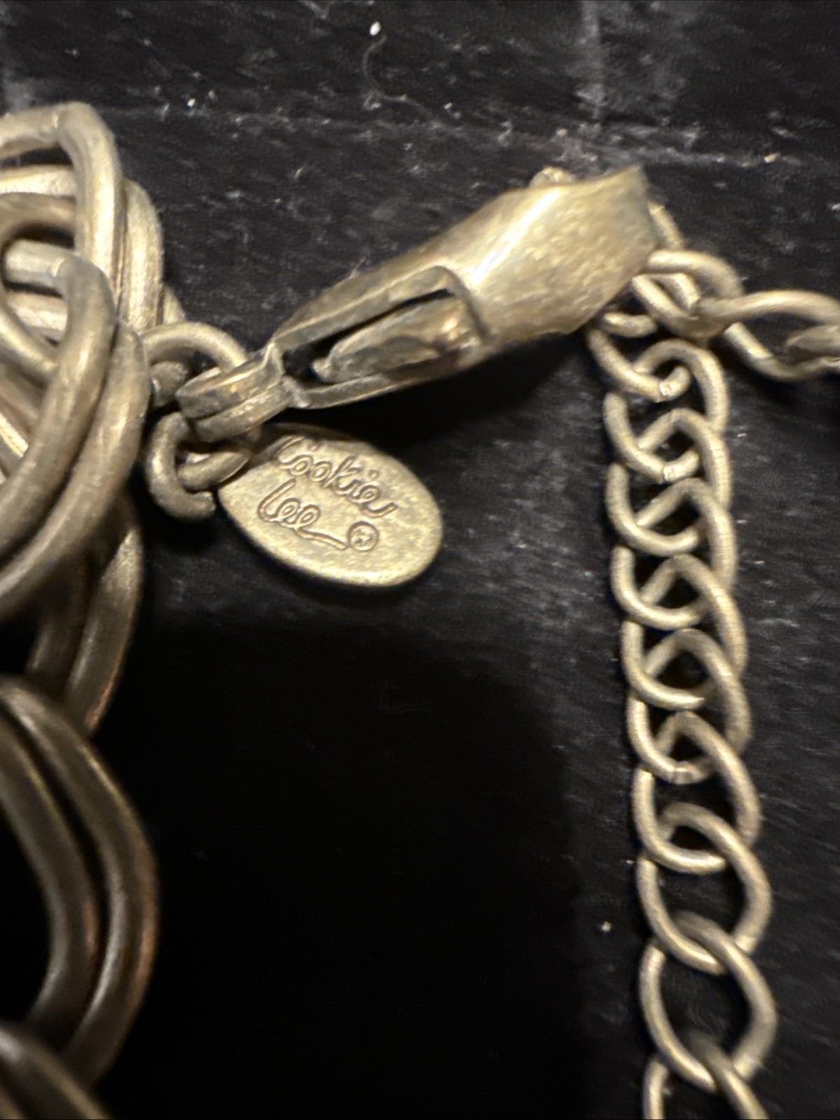 Cookie Lee Bronze Rhinestone Bow statement neckla… - image 4