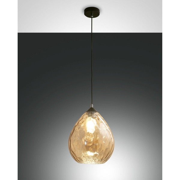 Pendelleuchte Gisella, E27 Max. 60W, Metall / Geblasenes Glas, Amber, Ø 26Cm-image