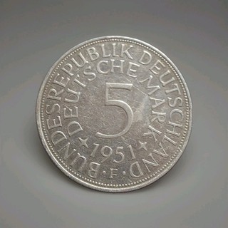 5 DM Federal Republic of Germany 1951 F Silver Eagle Original Coin