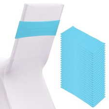 25 Pcs Spandex Chair Sashes Bows with Slider Buckle, Sky Blue