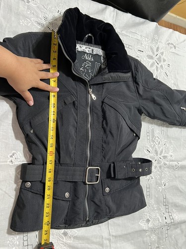 Vintage Nils Ski Black Belted Womens Jacket With Velvet Trim Size 4 - Picture 11 of 12