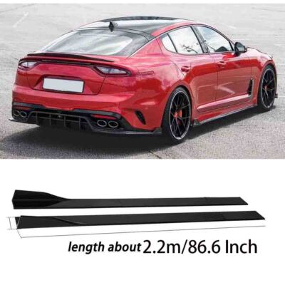 Gloss Black Side Skirts Extension Rocker Splitter Lip For KIA Stinger 2018-2023