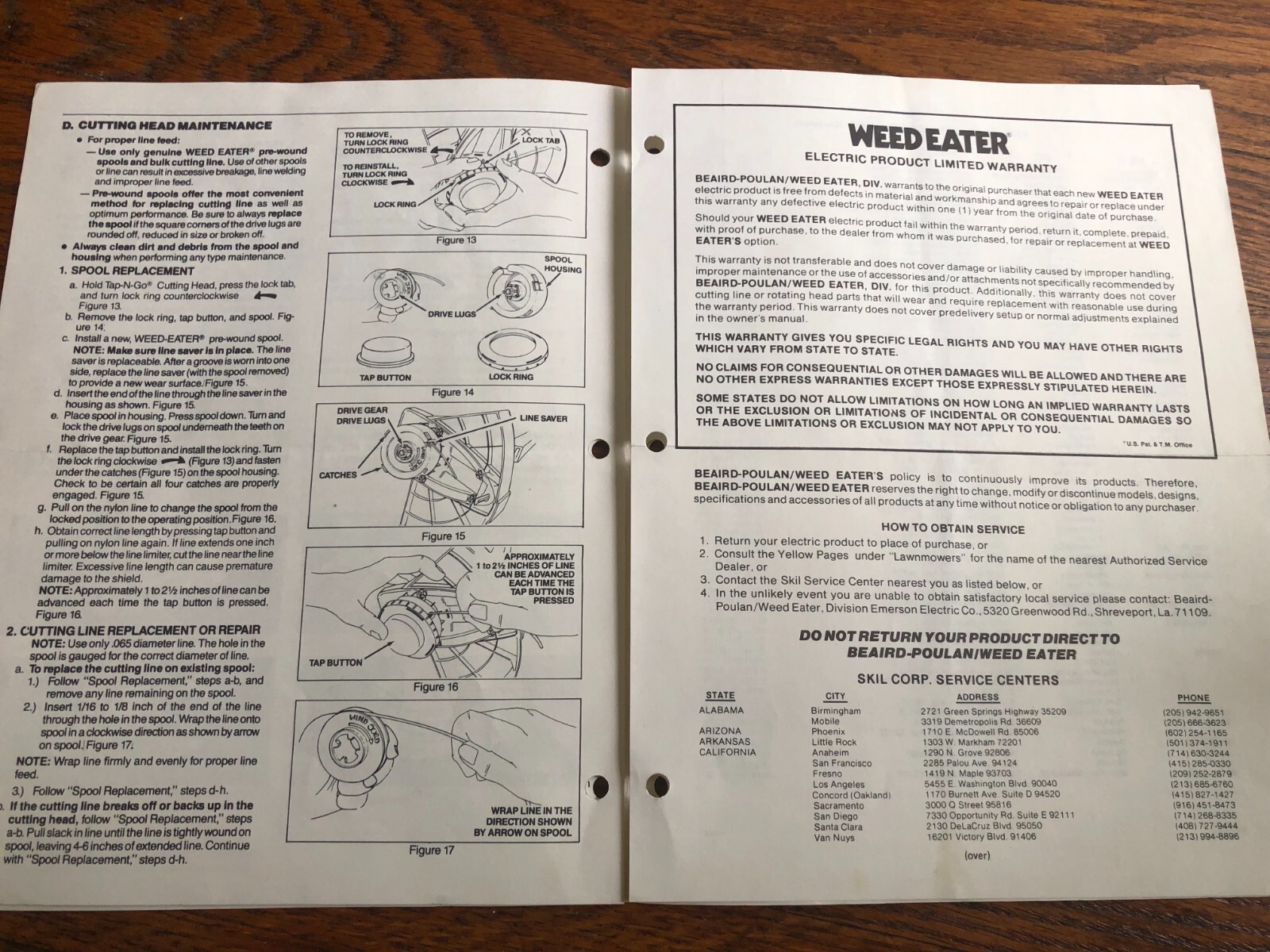 Owner's Manual Weed Eater Electric Grass Trimmer Models 1208, 1210