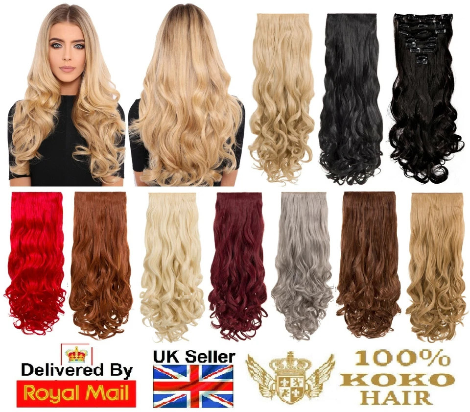 KOKO Eight Piece/Weft Curly Clip-in Extensions Looks & Feels Like Human Hair