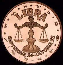 1 oz Copper Round - Libra