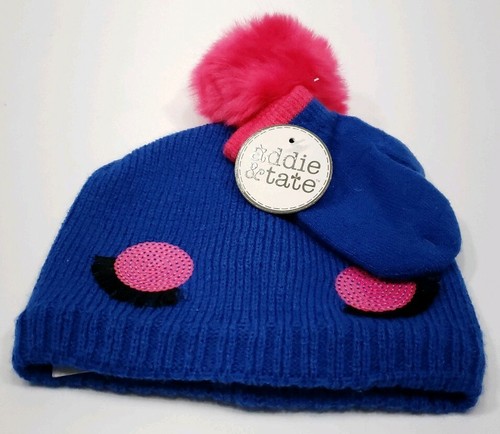 Addie & Tate Blue Pink 2-4 Years Toddler One Size Winter Mitten And Hat Set - Picture 3 of 3