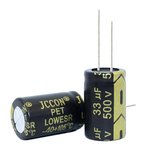 Condensador electrolítico radial de aluminio negro 35V-500V 6,8uF a 10000uF 105°C - Imagen 2 de 5