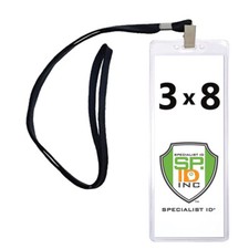 10 Pack - 3x8 Sporting Event Ticket Holder with Lanyard - Vinyl Sleeve Protector