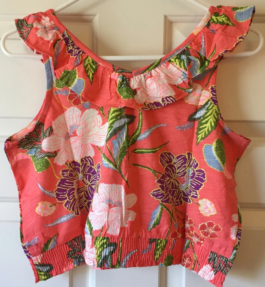 Camiseta sin mangas Crazy 8 Girls tejida tropical floral XL (14-16)   Foto 2 de 2