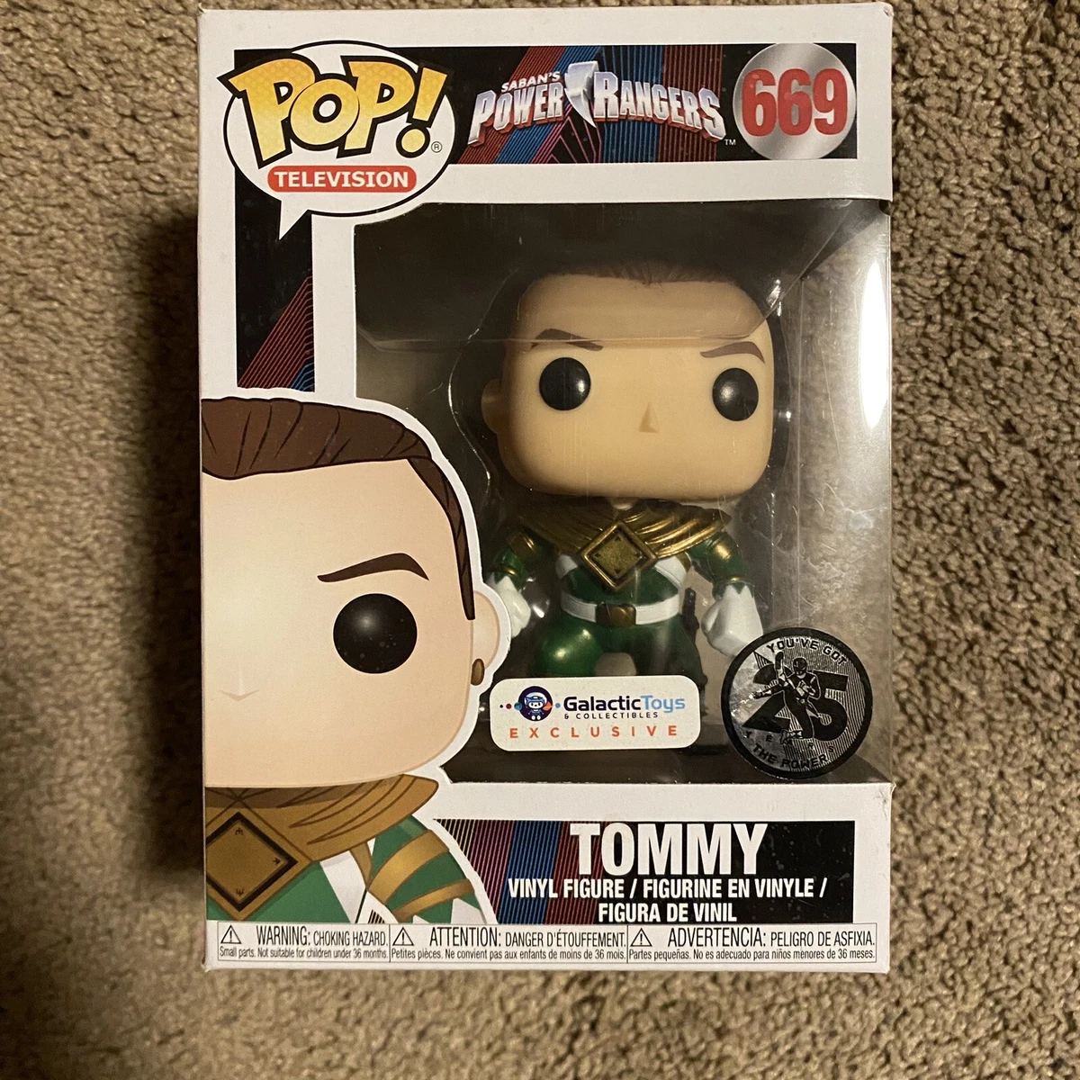 Funko Pop Power Rangers Galactic Toys Green Ranger Tommy Metallic Unmasked #669