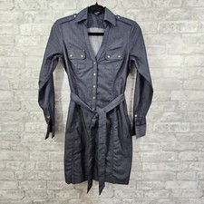 Express Chambray Button Up Shirt Dress Size 2 Long Sleeves V-Neck 100% Cotton