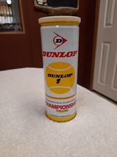 Vintage Dunlop Championship YELLOW 3 Tennis Balls Metal Can. Blemish
