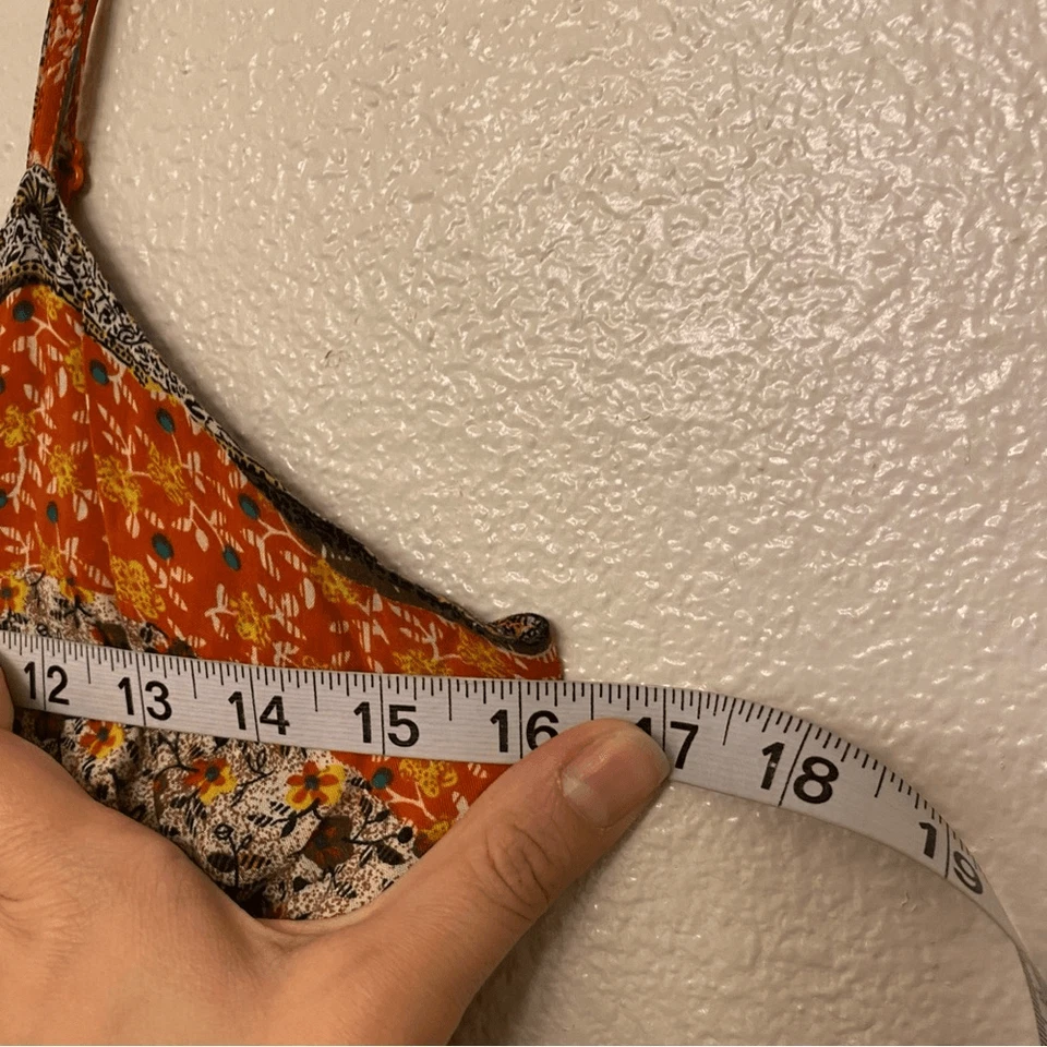 Vestido Forever 21 Boho Estampado Paisley Patchwork Correa Espagueti Rayón Y2K Maxi M Foto 4 de 4