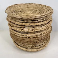 Lot 21 Vintage Natural Straw Wicker Rattan Woven Paper Plate Holders Picnic