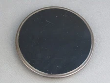 Antique brass & purple glass clock back door spares parts - 122 mm diameter