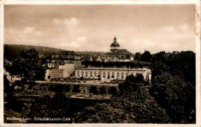 AK GRUSS AUS WEILBURG LAHN b BRAUNFELS WETZLAR CAFE SCHLOSSTERRASSEN 1938 HESSEN