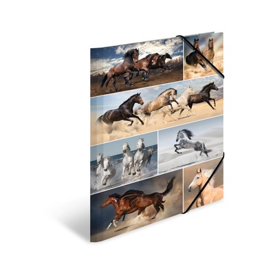 HERMA Elastic Folder Animals with Horses Motif, A3, Sturdy Cardboard, with Inner