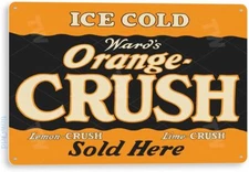 Tinworld Tin Sign Orange Crush Sold Retro Soda Cola Metal Sign Decor Kitchen Cot