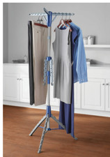 Mainstays Space-Saving 2-Tier Steel Hanging Clothes Drying Rack, Blue/Silver