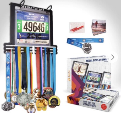 Bazapo Medal Display Hanger Race Bibs 20 Protectors Running Gymnastics Sports